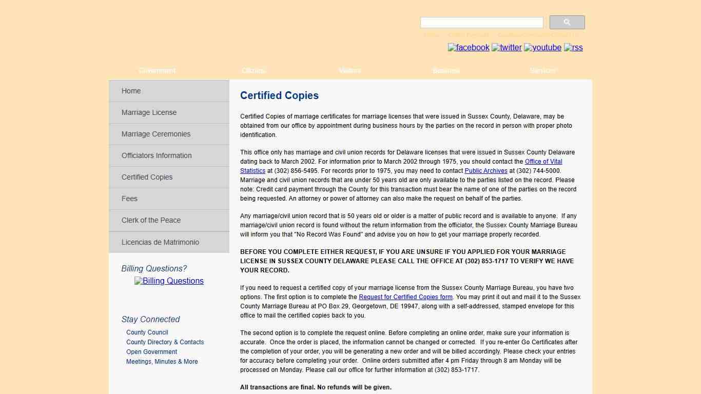 Certified Copies Sussex County